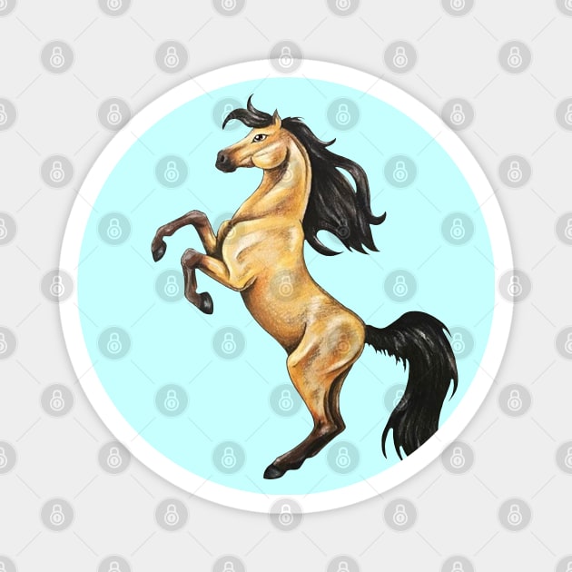 Spirited Rearing Buckskin Stallion Magnet by Lady Lilac